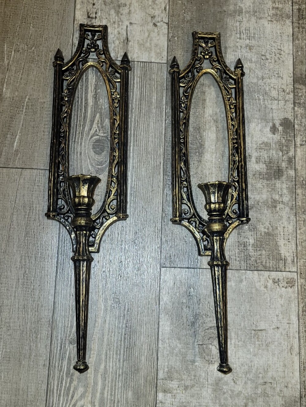 Homco Vintage Ornate  Wall Candle Stick Sconces - Pair